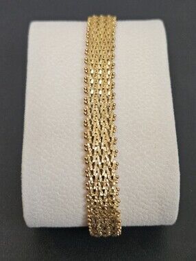 925 Veronese Italy Gold Vermeil Sterling Silver Vintage Woven Bracelet 8.25"